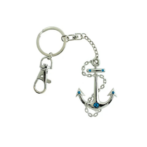 Anchor Keychain With Blue Crystals