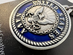 United States Navy (USN) Seal Pewter Logo Enamel Keychain