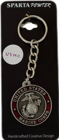 United States Marine Corps (USMC) Seal Pewter Enamel Logo Keychain