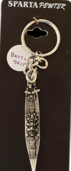 Battleship Pewter Keychain