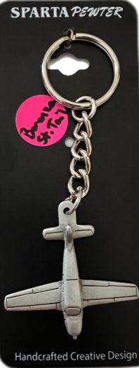 Beechcraft Baron Straight Tail Pewter Airplane Keychain