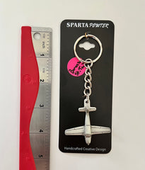Beechcraft Baron Straight Tail Pewter Airplane Keychain