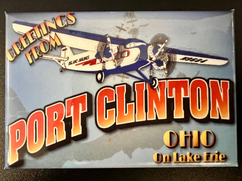 Greetings From Port Clinton, Ohio Ford Tri Motor Retro Magnet