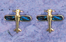 Airplane Paua Shell Post Earrings