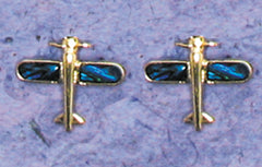 Airplane Paua Shell Post Earrings