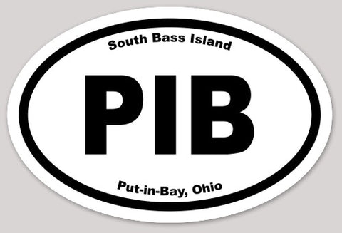 Oval "PIB" (Put In Bay, South Bass Island) Euro Acronym Sticker