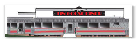 Tin Goose Diner Building Sketch Long Rectangle Magnet