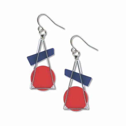 Triangle At Rest - Red Earrings