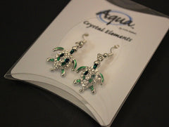 Turtle Green Crystal Dangle Earrings
