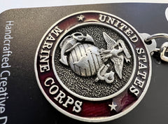 United States Marine Corps (USMC) Seal Pewter Enamel Logo Keychain