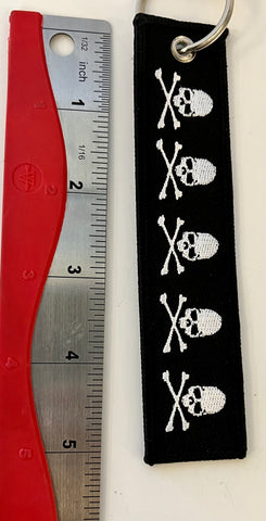 Skull and Crossbones Embroidered Keychain