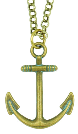 Brass Colored Anchor Necklace
