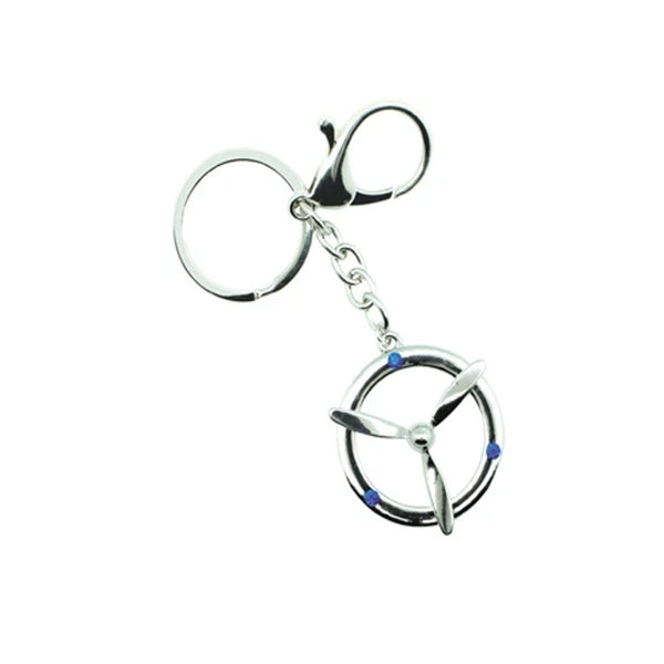Silver Prop Keychain w/Blue Crystal Accents